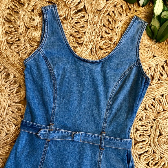 Vintage 90s denim romper skort mini dress - Picture 5 of 8